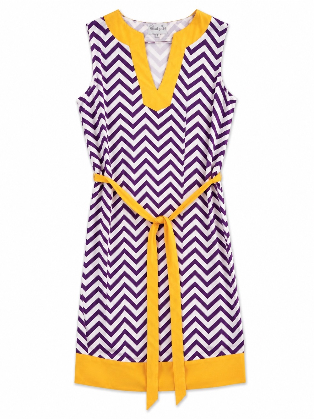Mud Pie Purple Chevron Dress with Yellow Trim